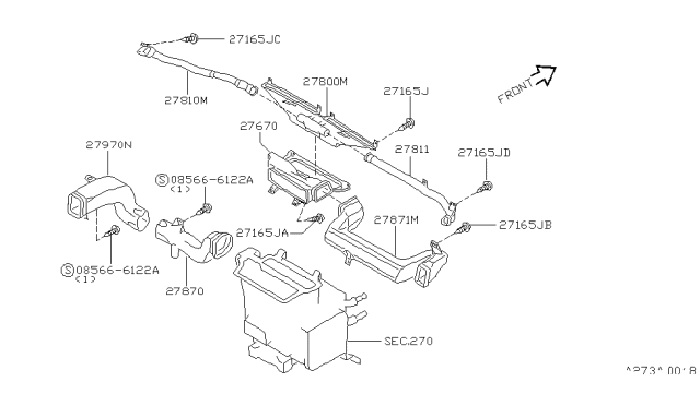 2001 Infiniti Q45 Nozzle & Duct Diagram 1