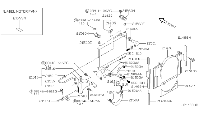 1999 Infiniti Q45 Radiator,Shroud & Inverter Cooling Diagram 2