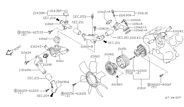 1997 Infiniti Q45 Pulley-Fan & Water Pump Diagram for 21051-6P000