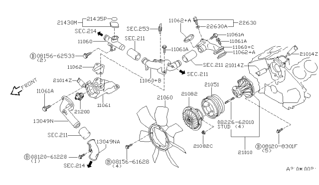 1997 Infiniti Q45 Outlet-Water Diagram for 11060-6P020