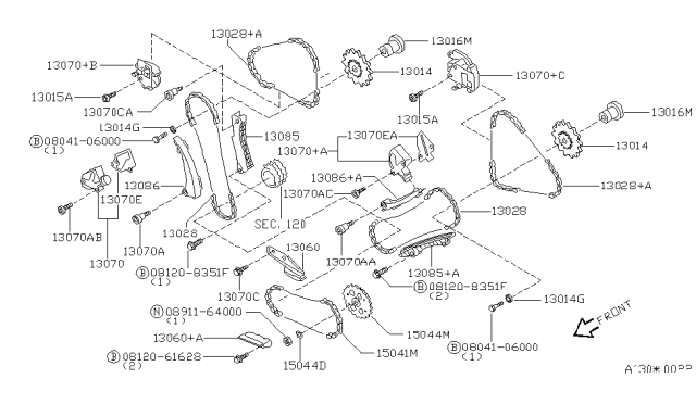 1999 Infiniti Q45 Shaft-Idler Gear Diagram for 13016-6P000
