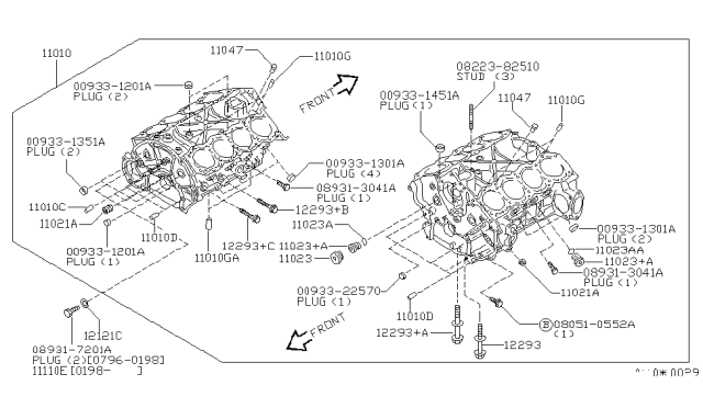 2000 Infiniti Q45 Block Assy-Cylinder Diagram for 11000-6P000