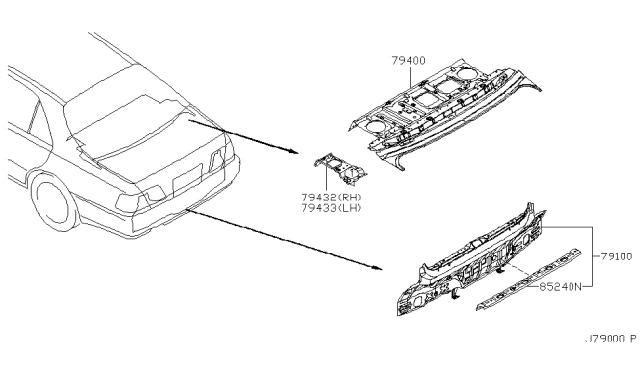 1999 Infiniti Q45 Rear,Back Panel & Fitting Diagram 2