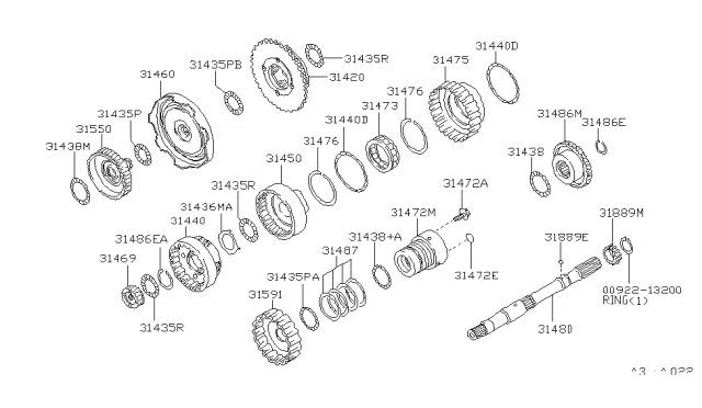 1999 Infiniti Q45 Governor,Power Train & Planetary Gear Diagram