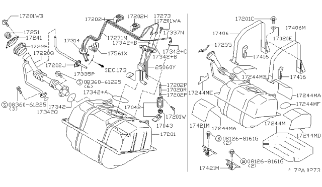 2000 Infiniti Q45 In Tank Fuel Pump Assembly Diagram for 17042-6P100