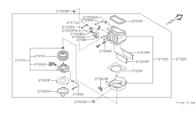 2000 Infiniti Q45 Heater & Blower Unit Diagram 1