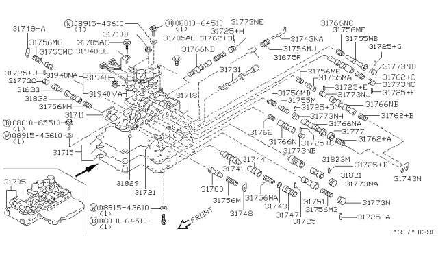 1998 Infiniti Q45 Bolt-Hex Diagram for 08010-65510