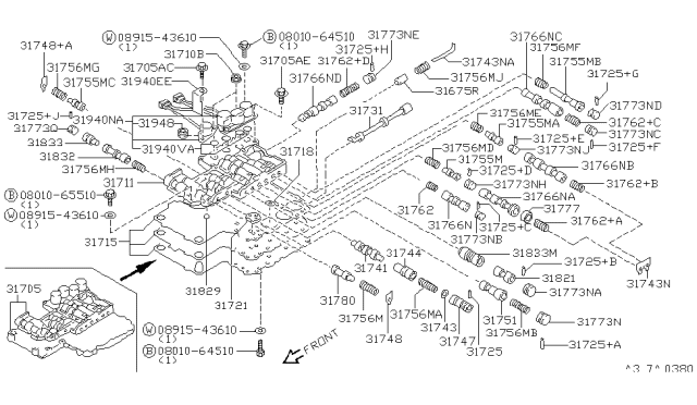 1998 Infiniti Q45 Valve-Shift Diagram for 31766-51X01