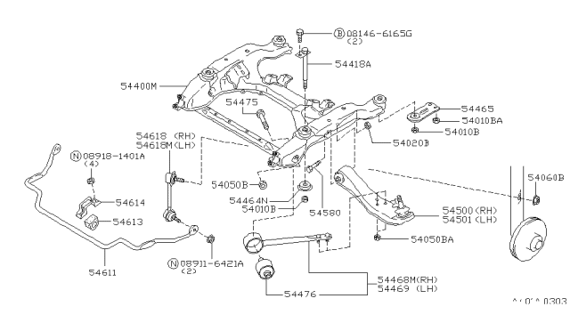 1999 Infiniti Q45 Rod Complete - Tension, Front Suspension Diagram for 54468-6P070