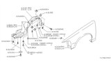 Diagram for 1990 Infiniti Q45 Fender - 63100-60U30