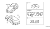 Diagram for 2016 Infiniti QX60 Emblem - 90890-3JA0A