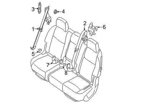 2018 Infiniti QX60 Belt Assembly-Rear Seat Tongue Diagram for 88854-1A68B