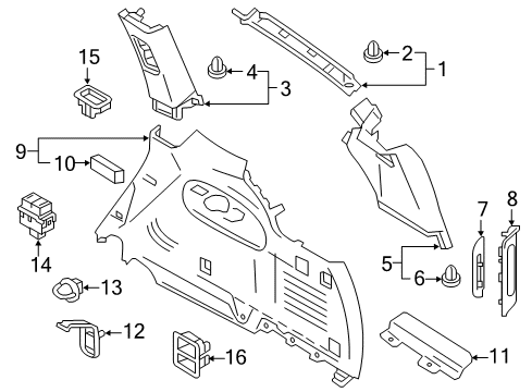 2019 Infiniti QX80 FINISHER Luggage Side Lower, Front LH Diagram for 84953-5ZW2A