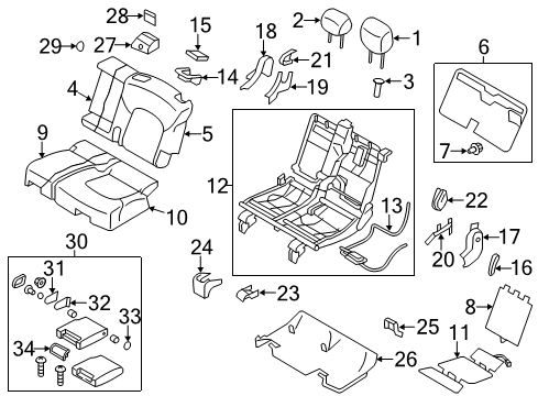 2019 Infiniti QX80 Trim Assembly-2ND Seat Cushion, LH Diagram for 88370-6JB3C