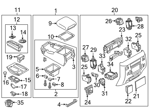 2018 Infiniti QX80 FINISHER - Console Indicator Diagram for K6941-1A64B