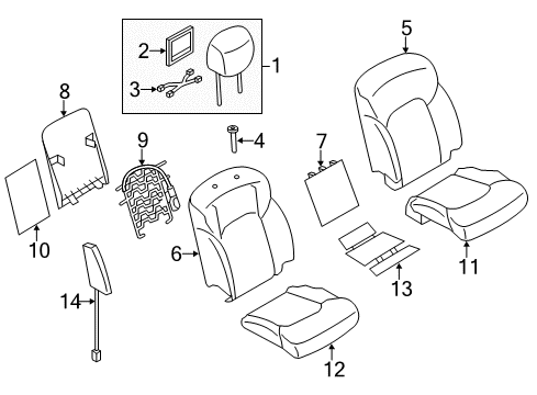 2019 Infiniti QX80 Pad-Front Seat Back Diagram for 87611-6JB0A