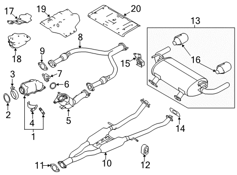 MUFFLER Assembly-Exhaust,Sub Diagram for 20300-6HM0A