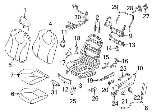 2021 Infiniti Q60 Driver Seat Components Diagram