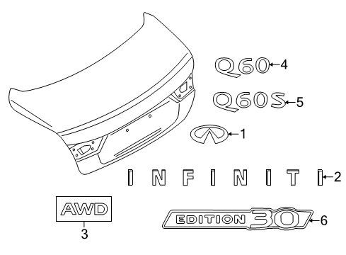 2020 Infiniti Q60 Exterior Trim - Trunk Lid Diagram