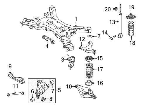2020 Infiniti QX60 Rear Suspension, Lower Control Arm, Upper Control Arm, Ride Control, Stabilizer Bar, Suspension Components Diagram 1