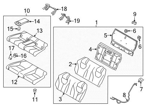 2020 Infiniti Q60 Rear Seat Components Diagram