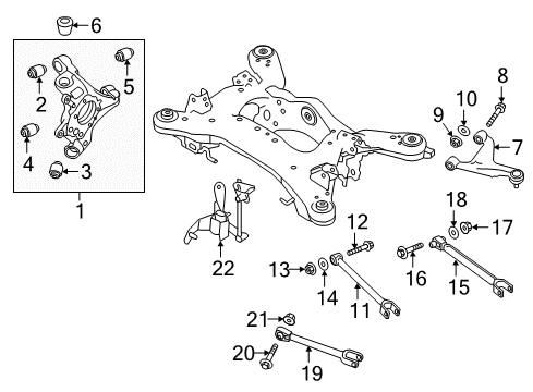 2021 Infiniti Q60 Rear Suspension Components, Lower Control Arm, Upper Control Arm, Stabilizer Bar Diagram 1