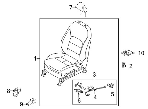 2020 Infiniti QX50 Passenger Seat Components Diagram