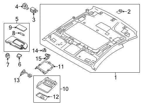 2021 Infiniti Q60 Interior Trim - Roof Diagram 1