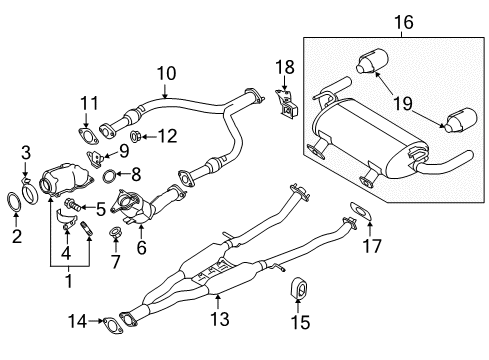 MUFFLER Assembly - Exhaust Main Diagram for 20100-6HM0A