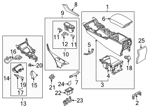Console Box Assy-Floor,Rear Diagram for 96950-6HN1B