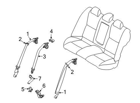 Belt Assy-Tongue,Rear Seat Center Diagram for 88854-6HF3A