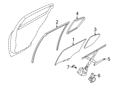 2022 Infiniti Q50 Front Door Glass & Hardware Diagram 2