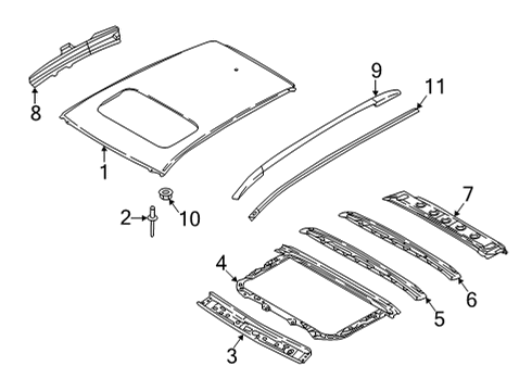2024 Infiniti QX55 Roof & Components, Exterior Trim Diagram