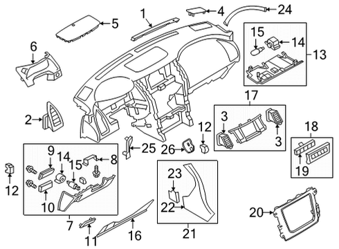 2020 Infiniti QX80 Cluster & Switches, Instrument Panel Diagram 3