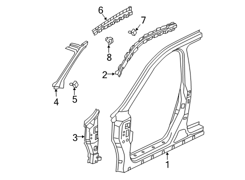 2022 Infiniti QX50 Aperture Panel, Hinge Pillar Diagram