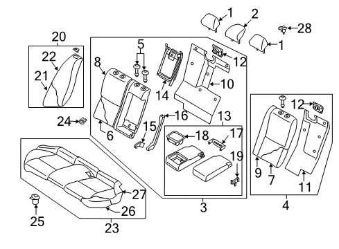 2020 Infiniti Q50 Rear Seat Components Diagram 1