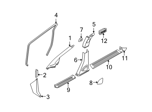 Garnish Assy-Front Pillar,LH Diagram for 76912-ZM00A