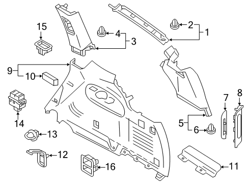 2023 Infiniti QX80 Interior Trim - Quarter Panels Diagram