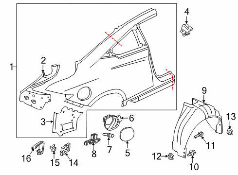2022 Infiniti Q60 Quarter Panel & Components Diagram