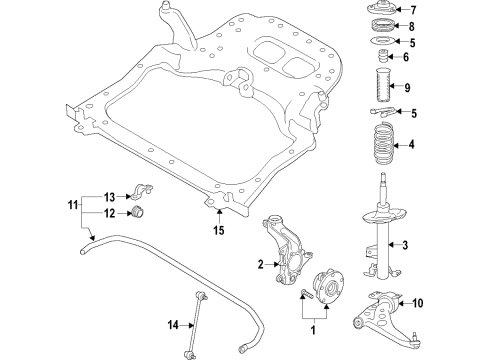 2023 Infiniti QX50 Front Suspension Components, Lower Control Arm, Stabilizer Bar Diagram 1