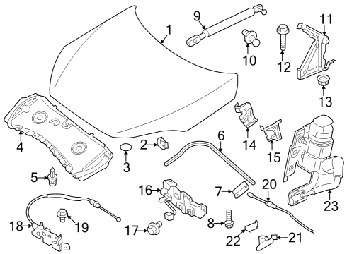 2022 Infiniti QX50 Hinge Assy-Hood,LH Diagram for 65401-5NN0B