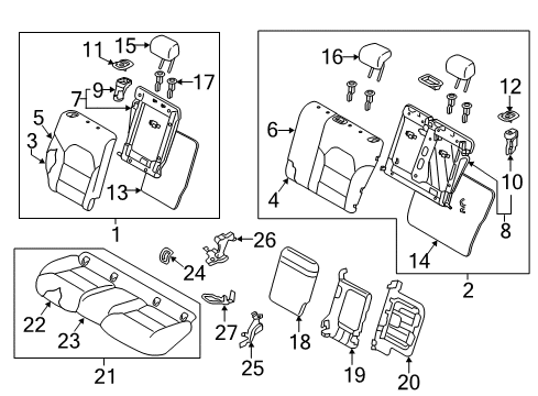 2018 Infiniti QX30 Striker Assy-Rear Seat Diagram for 88642-5DA2B