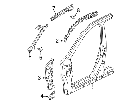 2024 Infiniti QX55 Aperture Panel, Hinge Pillar Diagram