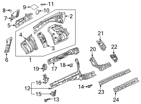 2021 Infiniti QX50 Structural Components & Rails Diagram