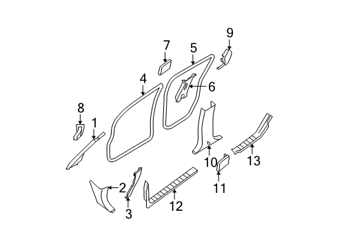 Garnish Assy-Front Pillar,RH Diagram for 76911-ZS31A