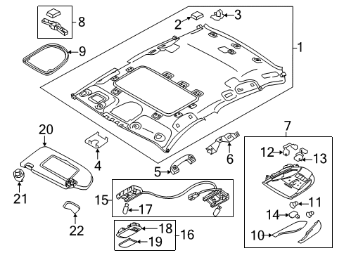 2019 Infiniti Q70 Headlining Assy Diagram for 73910-5UV6B