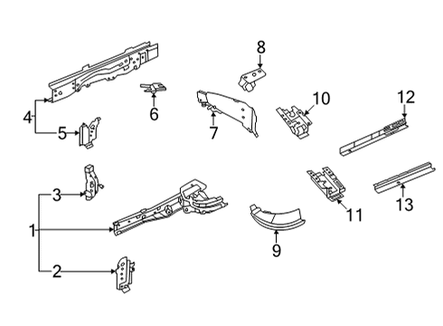 2024 Infiniti QX55 Structural Components & Rails Diagram 1