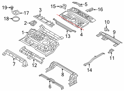 2020 Infiniti QX80 Rear Floor & Rails Diagram