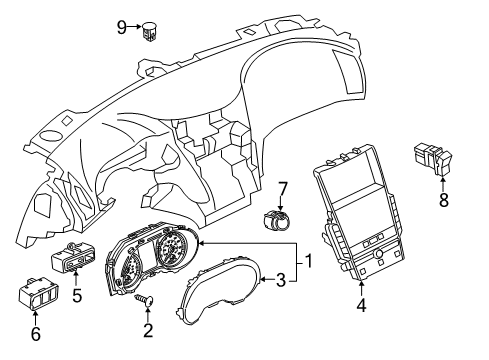 2020 Infiniti Q50 Cluster & Switches, Instrument Panel Diagram 2