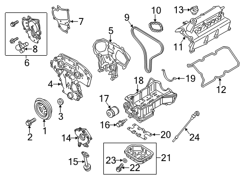 2020 Infiniti QX60 Engine Parts, Mounts, Cylinder Head & Valves, Camshaft & Timing, Variable Valve Timing, Oil Cooler, Oil Pan, Oil Pump, Crankshaft & Bearings, Pistons, Rings & Bearings Diagram 1